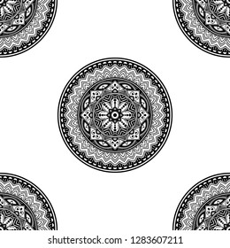Mandala pattern black and white. Islam, Arabic, Pakistan, Moroccan, Turkish, Indian, Spain motifs. Vector illustration EPS 10. 
