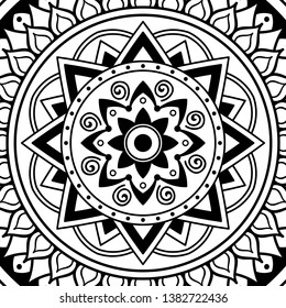 Mandala pattern black and white. Islam, Arabic, Pakistan, Moroccan, Turkish, Indian, Spain motifs.