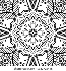 Mandala pattern black and white. Islam, Arabic, Pakistan, Moroccan, Turkish, Indian, Spain motifs.