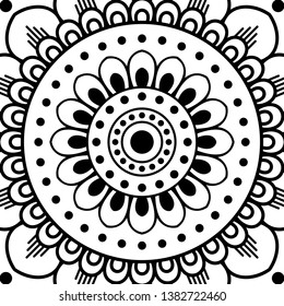 Mandala pattern black and white. Islam, Arabic, Pakistan, Moroccan, Turkish, Indian, Spain motifs.