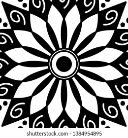 Mandala pattern black and white. Islam, Arabic, Pakistan, Moroccan, Turkish, Indian, Spain motifs. Vector illustration EPS 10