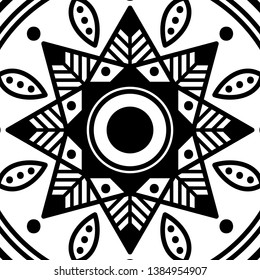 Mandala pattern black and white. Islam, Arabic, Pakistan, Moroccan, Turkish, Indian, Spain motifs. Vector illustration EPS 10