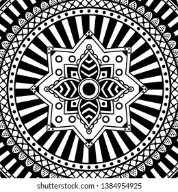 Mandala pattern black and white. Islam, Arabic, Pakistan, Moroccan, Turkish, Indian, Spain motifs. Vector illustration EPS 10