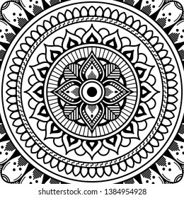 Mandala pattern black and white. Islam, Arabic, Pakistan, Moroccan, Turkish, Indian, Spain motifs. Vector illustration EPS 10