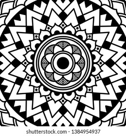 Mandala pattern black and white. Islam, Arabic, Pakistan, Moroccan, Turkish, Indian, Spain motifs. Vector illustration EPS 10