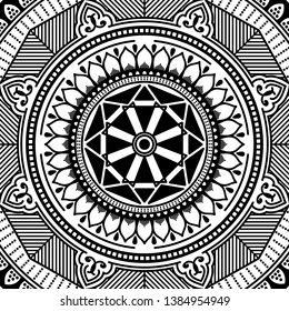 Mandala pattern black and white. Islam, Arabic, Pakistan, Moroccan, Turkish, Indian, Spain motifs. Vector illustration EPS 10