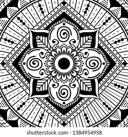 Mandala pattern black and white. Islam, Arabic, Pakistan, Moroccan, Turkish, Indian, Spain motifs. Vector illustration EPS 10