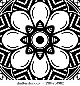 Mandala pattern black and white. Islam, Arabic, Pakistan, Moroccan, Turkish, Indian, Spain motifs. Vector illustration EPS 10
