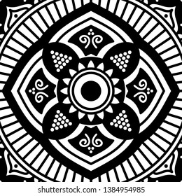 Mandala pattern black and white. Islam, Arabic, Pakistan, Moroccan, Turkish, Indian, Spain motifs. Vector illustration EPS 10