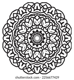 Mandala Muster schwarz-weiß. Motive des Islam, arabisch, pakistanisch, marokkanisch, türkisch, indisch, spanisch. Handgezeichnet Hintergrund. Kann für das Farbbuch verwendet werden, Grußkarte.
