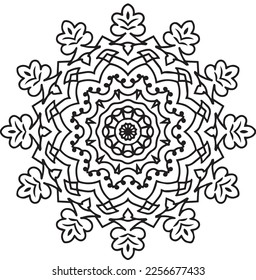 Mandala pattern black and white. Islam, Arabic, Pakistan, Moroccan, Turkish, Indian, Spain motifs. Hand drawn background. Can be used for coloring book, greeting card.