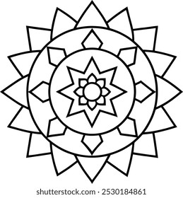 Padrão Mandala, preto e branco, no estilo de clip-art