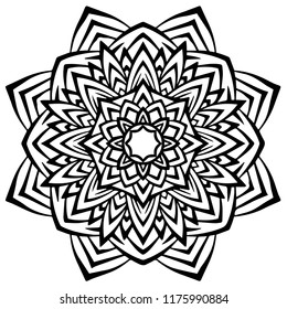 Mandala pattern black and white.Flower Mandala Vintage decorative elements,Oriental pattern,Coloring book page
