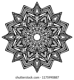 Mandala pattern black and white.Flower Mandala Vintage decorative elements,Oriental pattern,Coloring book page