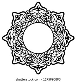 Mandala pattern black and white.Flower Mandala Vintage decorative elements,Oriental pattern,Coloring book page