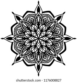 Mandala pattern black and white.Flower Mandala Vintage decorative elements,Oriental pattern,Coloring book page