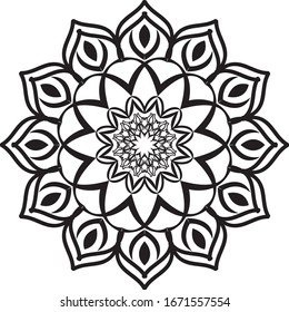 Mandala Pattern In Black And White,vector Design.flowers Design,simple Mandala Design Background