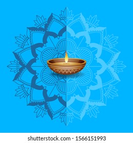 Mandala pattern and candle light illustration