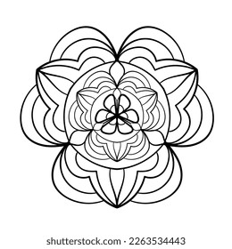 Mandala pattern in circle. Coloring book page. Decorative design element. 