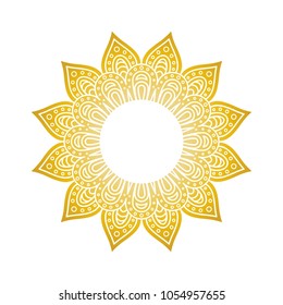 Mandala pattern. Circle monogram. Gold floral mandala. Decorative round ornament. Islam, arabic, indian, moroccan, ottoman motifs. Coloring book page Vector illustration