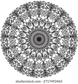 Arte de línea simétrica de círculo de patrón de mandala