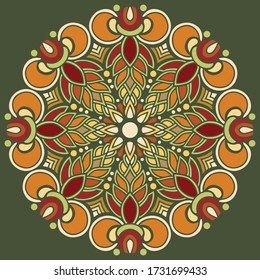 Mandala pattern color Stencil doodles sketch good mood. Good for creative and greeting cards, posters, flyers, banners and covers