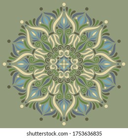 Color del patrón de Mandala Los doodles de esténcil esbozan buen humor. Es bueno para tarjetas creativas y de bienvenida, carteles, volantes, pancartas y portadas