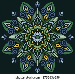 Mandala pattern color Stencil doodles sketch good mood. Good for creative and greeting cards, posters, flyers, banners and covers