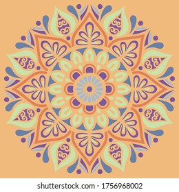 Mandala pattern color Stencil doodles sketch good mood. Good for creative and greeting cards, posters, flyers, banners and covers