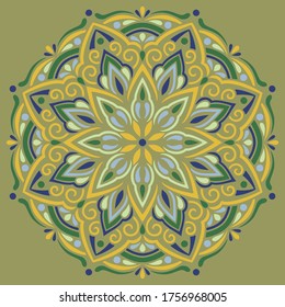Mandala pattern color Stencil doodles sketch good mood. Good for creative and greeting cards, posters, flyers, banners and covers