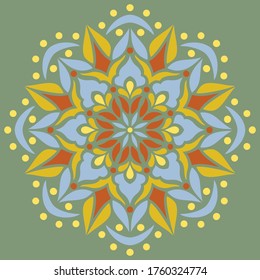 Mandala pattern color Stencil doodles sketch good mood. Good for creative and greeting cards, posters, flyers, banners and covers