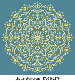 Color del patrón de Mandala Dibujo de doodles de plantilla. Es bueno para tarjetas creativas y de bienvenida, carteles, volantes, pancartas y portadas