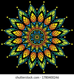 Mandala pattern color Stencil doodles sketch good mood. Good for creative and greeting cards, posters, flyers, banners and covers