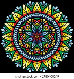 Mandala pattern color Stencil doodles sketch good mood. Good for creative and greeting cards, posters, flyers, banners and covers