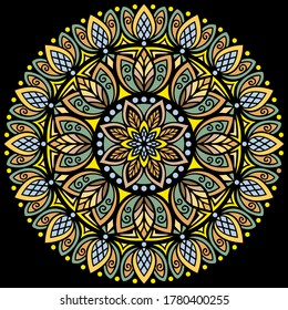 Mandala pattern color Stencil doodles sketch good mood. Good for creative and greeting cards, posters, flyers, banners and covers