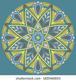 Mandala pattern color Stencil doodles sketch good mood. Good for creative and greeting cards, posters, flyers, banners and covers