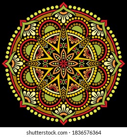 Mandala pattern color Stencil doodles sketch good mood. Good for creative and greeting cards, posters, flyers, banners and covers