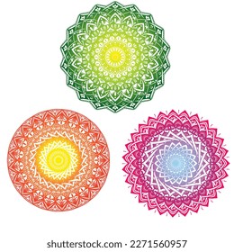  Mandala pattern colored background. Vector illustration. Meditation element for India yoga. mandala pattern 3 in 1 design