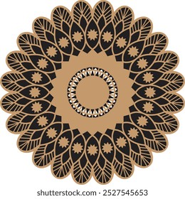 Mandala pattern colored background. Vector illustration. Meditation element for India yoga. Ornament for decorating a greeting. Set of vintage Wedding Invitation card