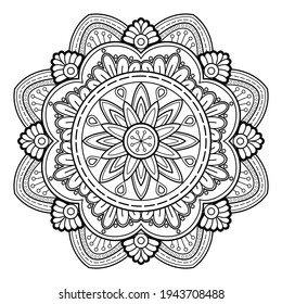 Mandala pattern Coloring book Art wallpaper design, tile pattern, greeting card, sticker, lace and tattoo. decoration for interior design. Vector ethnic oriental circle ornament. white background