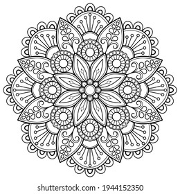 Mandala pattern Coloring book Art wallpaper design, tile pattern, greeting card, sticker, lace and tattoo. decoration for interior design. Vector ethnic oriental circle ornament. white background