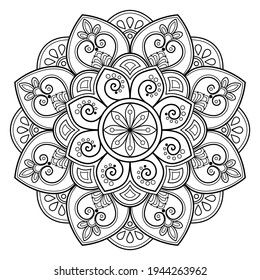 Mandala pattern Coloring book Art wallpaper design, tile pattern, greeting card, sticker, lace and tattoo. decoration for interior design. Vector ethnic oriental circle ornament. white background