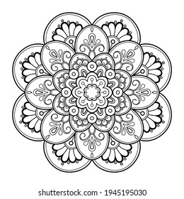 Mandala pattern Coloring book Art wallpaper design, tile pattern, greeting card, sticker, lace and tattoo. decoration for interior design. Vector ethnic oriental circle ornament. white background