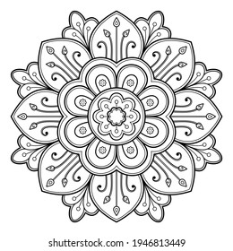 Mandala pattern Coloring book Art wallpaper design, tile pattern, greeting card, sticker, lace and tattoo. decoration for interior design. Vector ethnic oriental circle ornament. white background