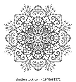 Mandala pattern Coloring book Art wallpaper design, tile pattern, greeting card, sticker, lace and tattoo. decoration for interior design. Vector ethnic oriental circle ornament. white background