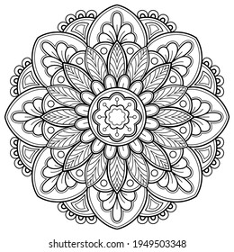 Mandala pattern Coloring book Art wallpaper design, tile pattern, greeting card, sticker, lace and tattoo. decoration for interior design. Vector ethnic oriental circle ornament. white background
