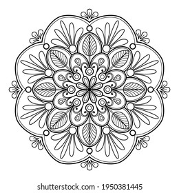 Mandala pattern Coloring book Art wallpaper design, tile pattern, greeting card, sticker, lace and tattoo. decoration for interior design. Vector ethnic oriental circle ornament. white background