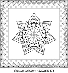 Mandala pattern Coloring book Art wallpaper design, tile pattern, pillow cover, greeting card, and tattoo sticker, Henna, Mehndi. decoration for interior design. Vector ethnic oriental circle ornament