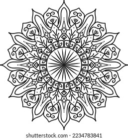 Mandala pattern Coloring book Art wallpaper design illustration in form of mandala for Henna Mehndi, tattoos decoration. Decorative ornament in ethnic oriental style.