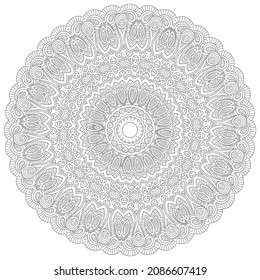 Mandala pattern Coloring Book page. Oriental decorative round ornament can be used for meditation background, stress therapy and coloring page.